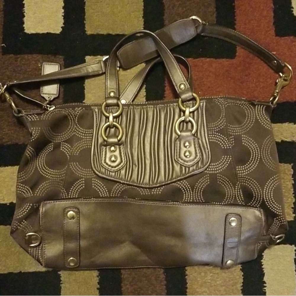 Coach Dark Brown Circle Pattern Shoulder Bag - image 2